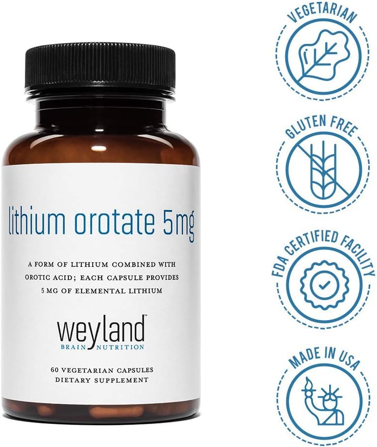 Weyland: Lithium Orotate - 5mg of Elemental Lithium per Vegetarian Capsule: Health & Personal Care