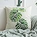 MIULEE Pack of 4 Tropical Leaves Series Throw Pillow Cover Decorative Cotton Linen Burlap Square Cushion Cover Pillow Case for Car Sofa Bed Couch 18 x 18 Inch