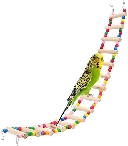 thumbnail image 2 of Natural Wood Bird Ladder Toy - Hanging Swing For Small Parrots & Pet Birds 2 of 13