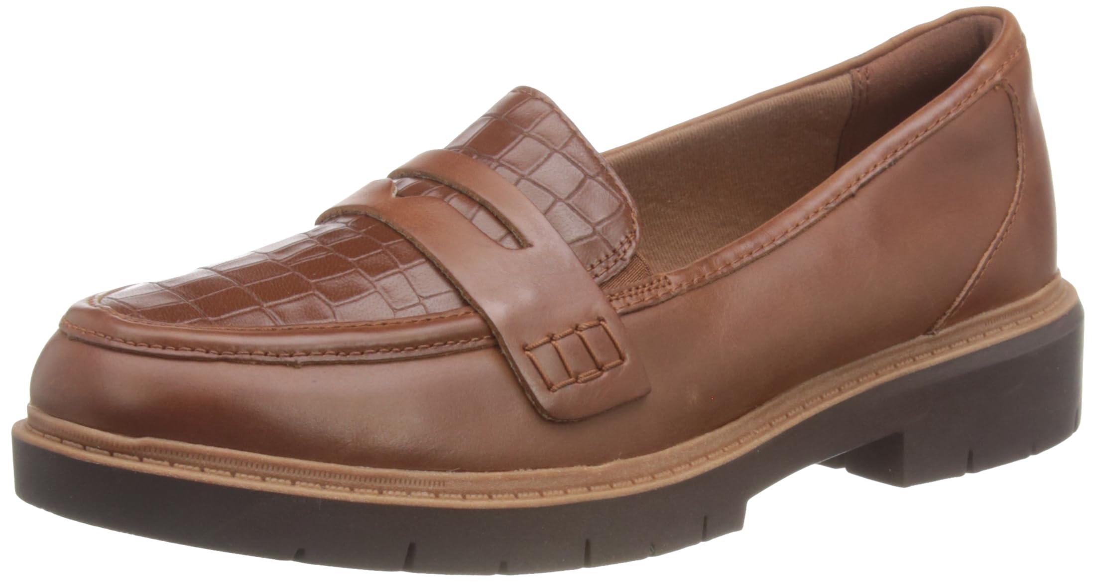Clarks Women's Oxfords Loafer, Tan Leather, 38 EU