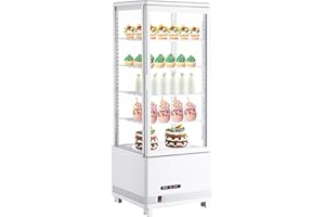 NovaVale Commercial Display Refrigerator, 3.5 Cu. Ft./98L Countertop Pastry Refrigerated Display Case with Led Lighting, Air-Cooling, Frost-Free, Rear Sliding Door for Cafes Cakes, Stores and Baked