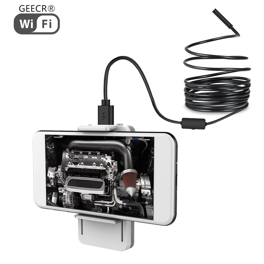 Wireless Endoscopy, GEECR WiFi Endoscopy, WiFi Camera 2.0 Megapixels HD, Snake Camera for