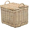 KOUBOO Rattan Core Rectangular Storage Basket, Wicker Basket with Lid, Living Room Basket, Toy Basket, Decorative Bin, Home Organizer, Natural