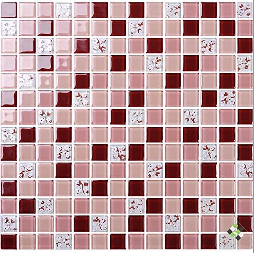 2017 New! Crystal Pink Diamond Glass Mosaic Design,Fresh Flower Patten Kitchen backsplash/Shower countertop/Hallway pillar wall decor tile LSNSJ13,Box of 10.76 Sq.ft