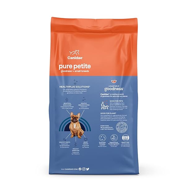 CANIDAE PURE PETITE PREMIUM DRY DOG FOOD FOR SMALL BREEDS, CHICKEN & WHOLESOME GRAINS RECIPE, 4 LBS.