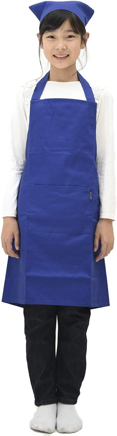 Amazon Smile Mode 子供用エプロン キッズ用エプロン 三角巾セット 小学生 無地 シンプル 着脱簡単 かわいい 収納バッグ付き 男女兼用 おしゃれ ユニセックス Sml 4カラー ブルー Mサイズ エプロン オンライン通販