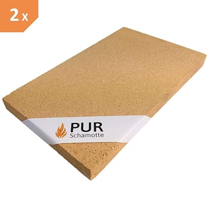 PUR Schamotte Schamottplatte 600x300x30mm 2 Platten für Kamin Ofen