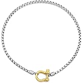 FEEL STYLE Heavy Screw Anchor Shackle Wheat Necklace - 18Inch Stainless Steel Foxtail Wheat Chain Necklace Rolo Necklace - Screw Anchor Shackle Nautical Sailor Clasp