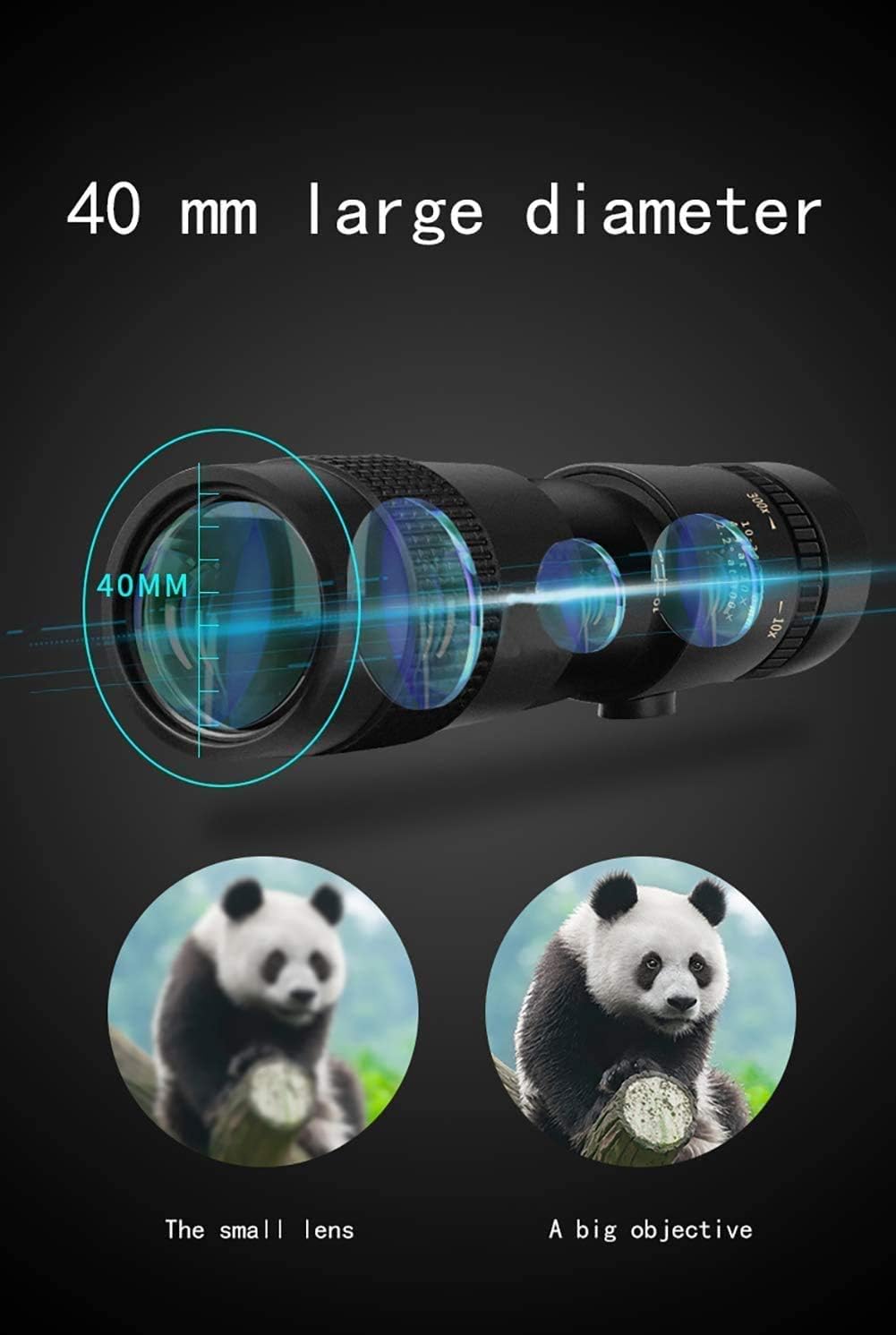 4K 10-300X40Mm Super Telephoto Zoom Monocular Telescope, Monocular Telescope for Mobile Phone, with Smartphone Adapter Tripod Suit for Hiking Camping Bird Watching Best Gifts for Men: Arts, Crafts & Sewing