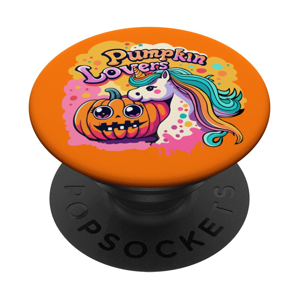 Unicorn and Halloween Pumpkin Autumn Leaves PopSockets Swappable PopGrip