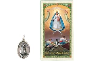 Gifts by Lulee, LLC Caridad del Cobre Patrona de Cuba Medalla Con Base De Plata Incluye Postal de Rezo Bendecida Por Su Santidad
