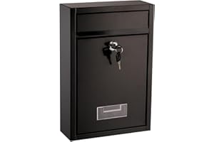 DEAYOU Wall Mount Mailbox, Steel Cover Metal Drop Box, Mail Box with Key Lock, Dropbox with Slot for Envelope, Home, Outside,