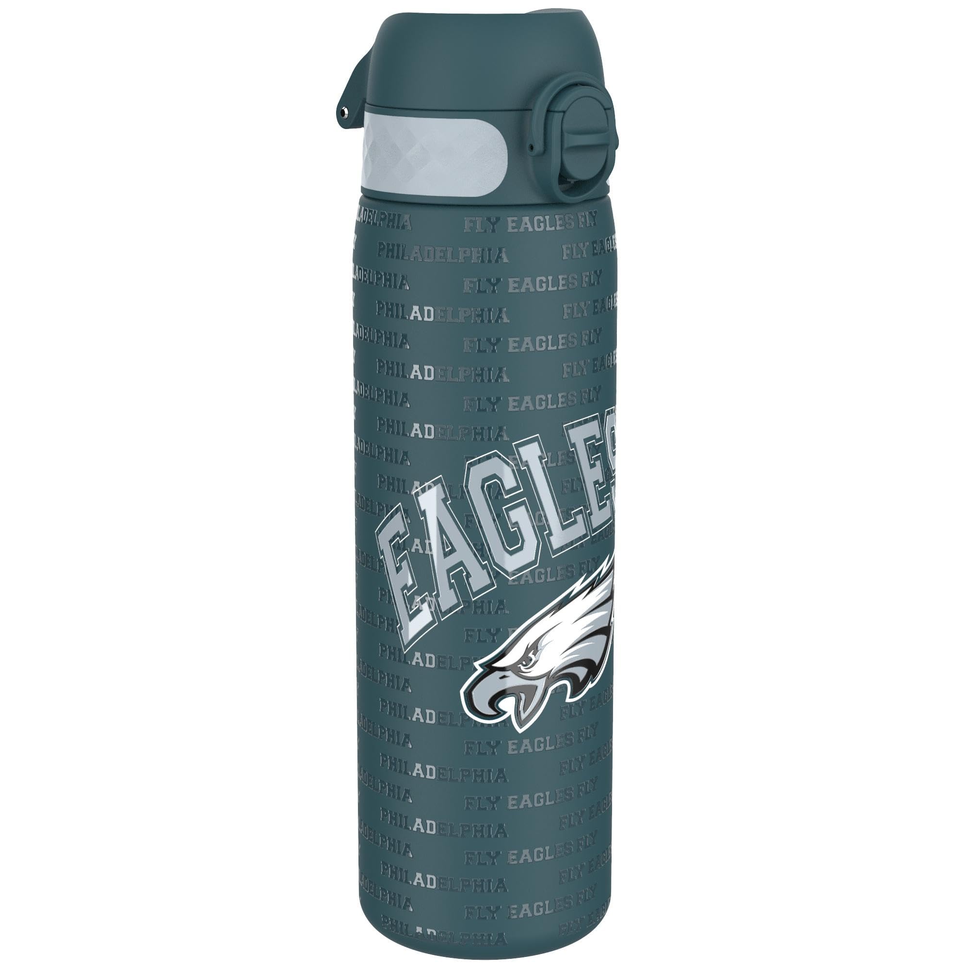 Ion8 NFL Philadelphia Eagles Lightweight Steel Water Bottle, 600 ml/20 oz, Non-Insulated, Leak Proof, Easy to Open, Secure Lock, Dishwasher Safe, Flip Cover, Fits Cup Holders, Metal Water Bottle