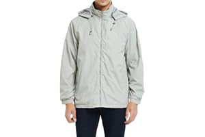 MADHERO Mens Lightweight Windbreaker Waterproof Rain Jacket with Removable Hood