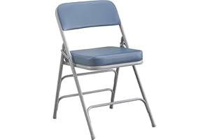 BOOSDEN Folding Chair, Foldable Chair, Faux Leather Fold Up Chair for Home, Office, Dining, Portable and Compact Metal Frame Folding Seat, Thickened Padded Fold Out Chair Indoor & Outdoor, Blue