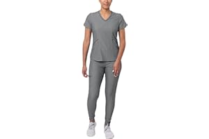 ADAR UNIFORMS Adar Pro Modern Athletic Scrub Set For Women - Modern V-Neck Scrub Top & Yoga Jogger Scrub Pants