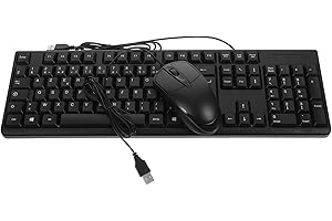 GARIOUANS USB Keyboard and Mouse Combo High Performance Abs Wired with 104 Keys and Built-in Number Pad