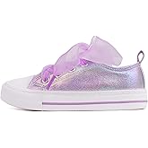 HugRain Little Girls Kids Classic Sparkle Low Top Lace Up Sneakers Walking Shoes