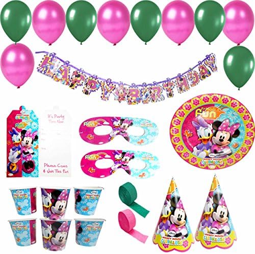 ThemeHousePartyv Disney Minnie Mouse Birthday Party Combo with 101 Items (8 Different Varieties)