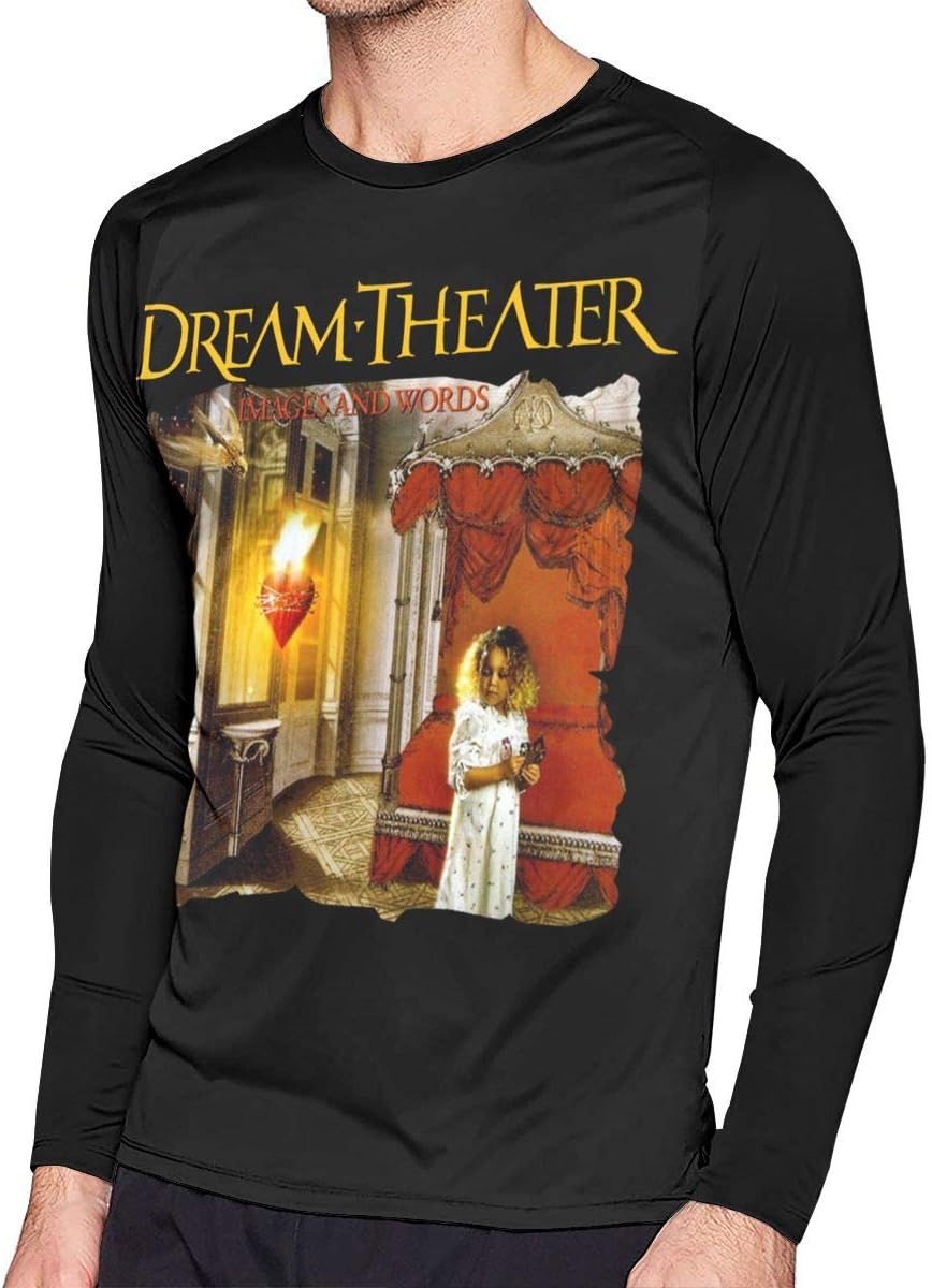 Kooiico Mens Fashion Dream Theater Images and Words Long Sleeve Raglan Baseball T Shirts Black