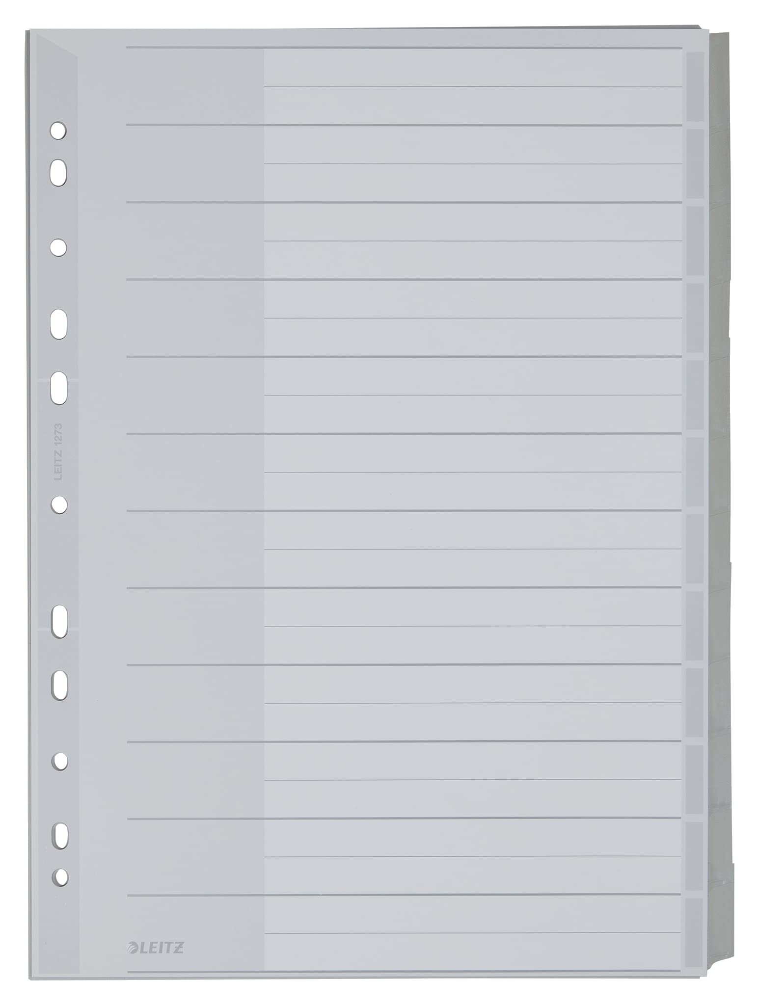Leitz 12730000 Plastic Index Blank A4 Polypropylene 12 Sheets Grey