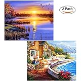 DIY Diamond Painting Kits for Adults, Diamond Painting Full Drill Dusk Lake Scenery, Perfect Gift for Families Friends, Cross Stitch DIY Craft - 12 x 16 inch
