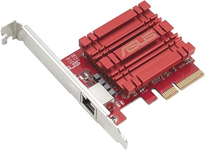 XG-C100C, Adaptador de Red PCIe 10GBase-T Compatible con Versiones anteriores con estándares de 5/2,5/1G y 100 Mbps, un Puerto RJ45 y QoS Integrado, Color Rojo/Plata, PCle 10 Gigabit