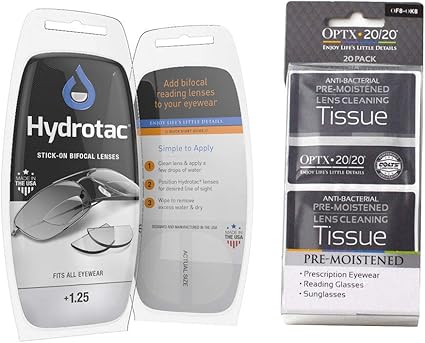 Amazon.com: Hydrotac - Lentes bifocales para lentes de lectura, adhesivo de  lupa, lupa de cristal solar, 1 par | Paquete con paños de lente  prehumedecidos OPTX 20/20: Health \u0026 Personal Care