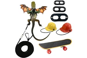 Vehomy Bearded Dragon Harness Leash - T-Rex Wings Helmet Hat Set for Lizard, Gecko, Chameleon