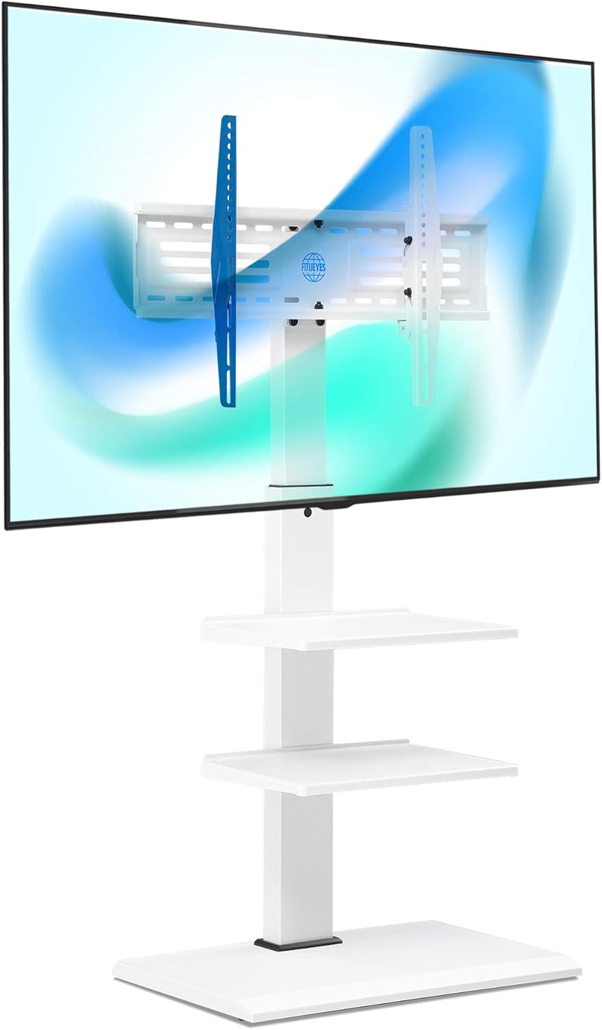 FITUEYES Swivel Floor TV Stand Base for TVs Up to 65” TVs White Corner TV Stand with Height Adjustable Entertainment Shelves – Perfect for Media Storage, FT-S3602MW: Electronics