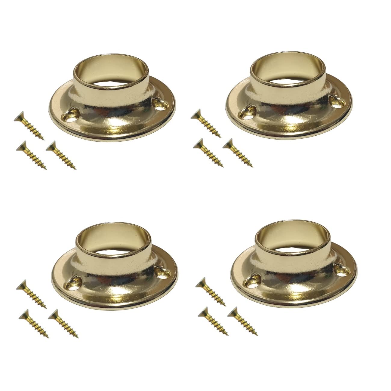 TERF® Polished Brass Curtain Rod Holder Socket for Up to 19mm Diameter Curtain Rail - Pack of 4