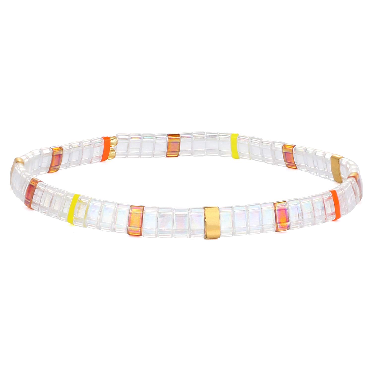 KELITCH Stretch Bracelets Mixed Tila Seed Beaded Bracelets Lucky Jewelry for Women Lovers - 06F