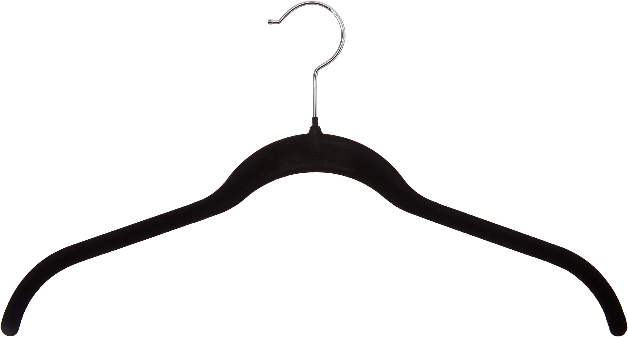 HOMZ Flocked, Non Slip, Ultra Slim, Swivel Neck, Black, 10-Count Velvet Shirt Hanger, 9.5" x 16.25" x 0.2", Piece