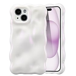 UEEBAI Ripple Case for iPhone 14, Cute Silver Cover