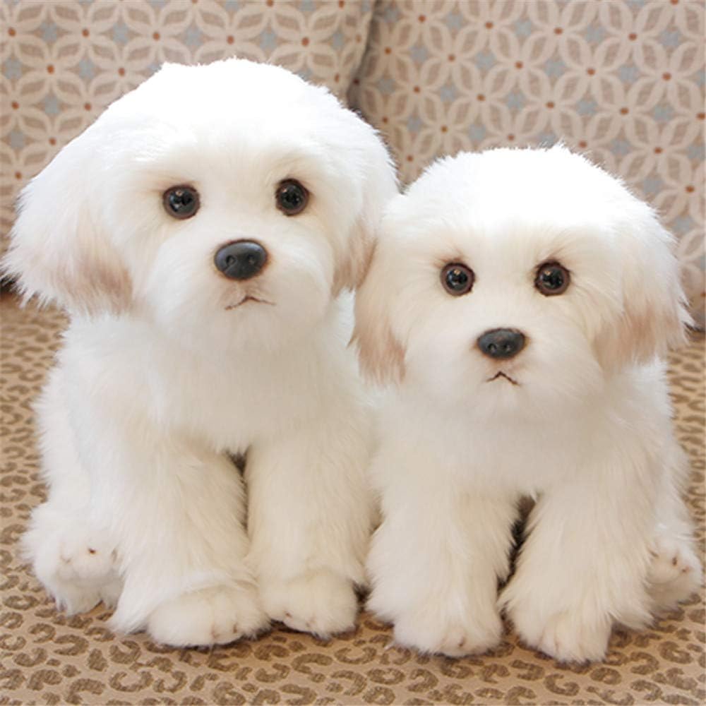 Mr Tree only 1 PC 24×16×21 cm Cute Plush Toy White Bichon Frise Puppy Stuffed Dog Simulation Pet Kawaii Fluffy Baby Doll Birthday Gift for Children Photo Prop ,9.4×6.3×8.2''