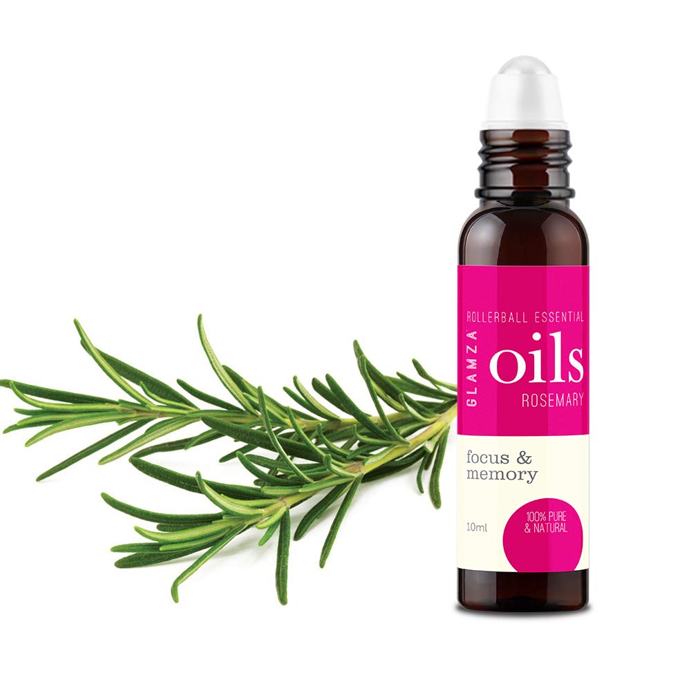 Rosemary Oil GLAMZA 100% Pure Rosemary Essential Oils Rollerball - Natural Fragrance Essential Oils for Aromatherapy, Massage & More (10ml)