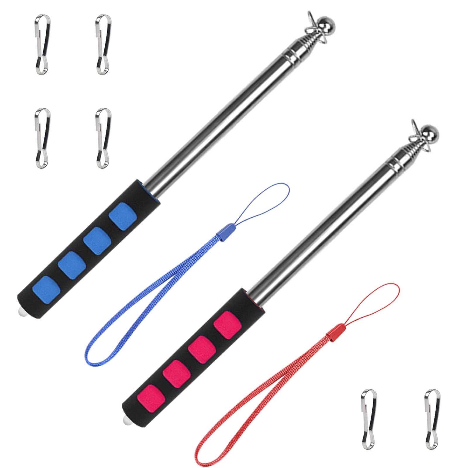 Realand 2Pcs 2.5m Handheld Telescoping Flag Pole with Clips, Portable Stainless Steel Flagpole Extendable Telescopic Flag Poles for Tour Guide Horse Training Festival, 2.5m