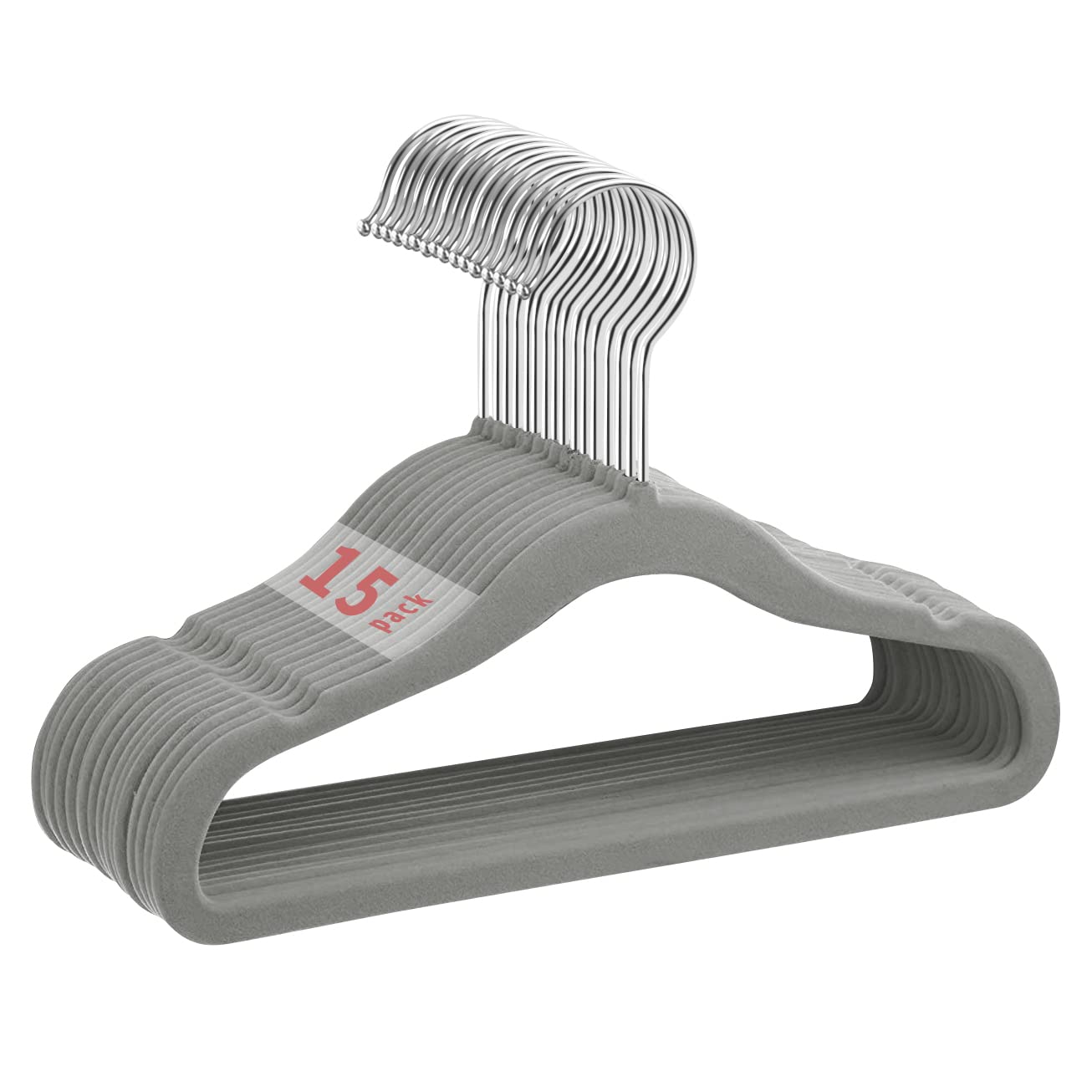 MangoKit Non-Slip Baby Velvet Hangers, Infant and Toddler Coat Hangers, Ultra-Slim Space Saving Kids Hanger, 360 Degree Rotatory Hook Sturdy Baby Clothes Hangers 15 Pack(28cm, Grey)