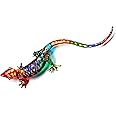 WitnyStore Tiny 3¾" Long Multicolor Gold Dots Gecko Figurine - Miniature Hand Blown Glass Lizard Salamander Reptile Multi Color Crystal Animals Decorative Collectible Figurines Home Décor Gifts