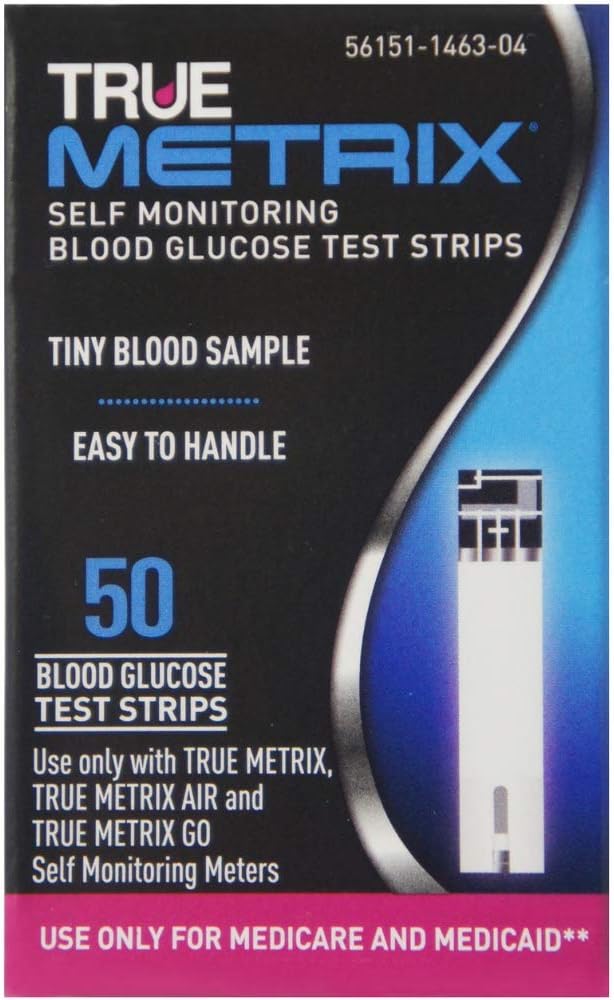 True Metrix Blood Glucose Test Strips Box of 50x4: Health & Personal Care