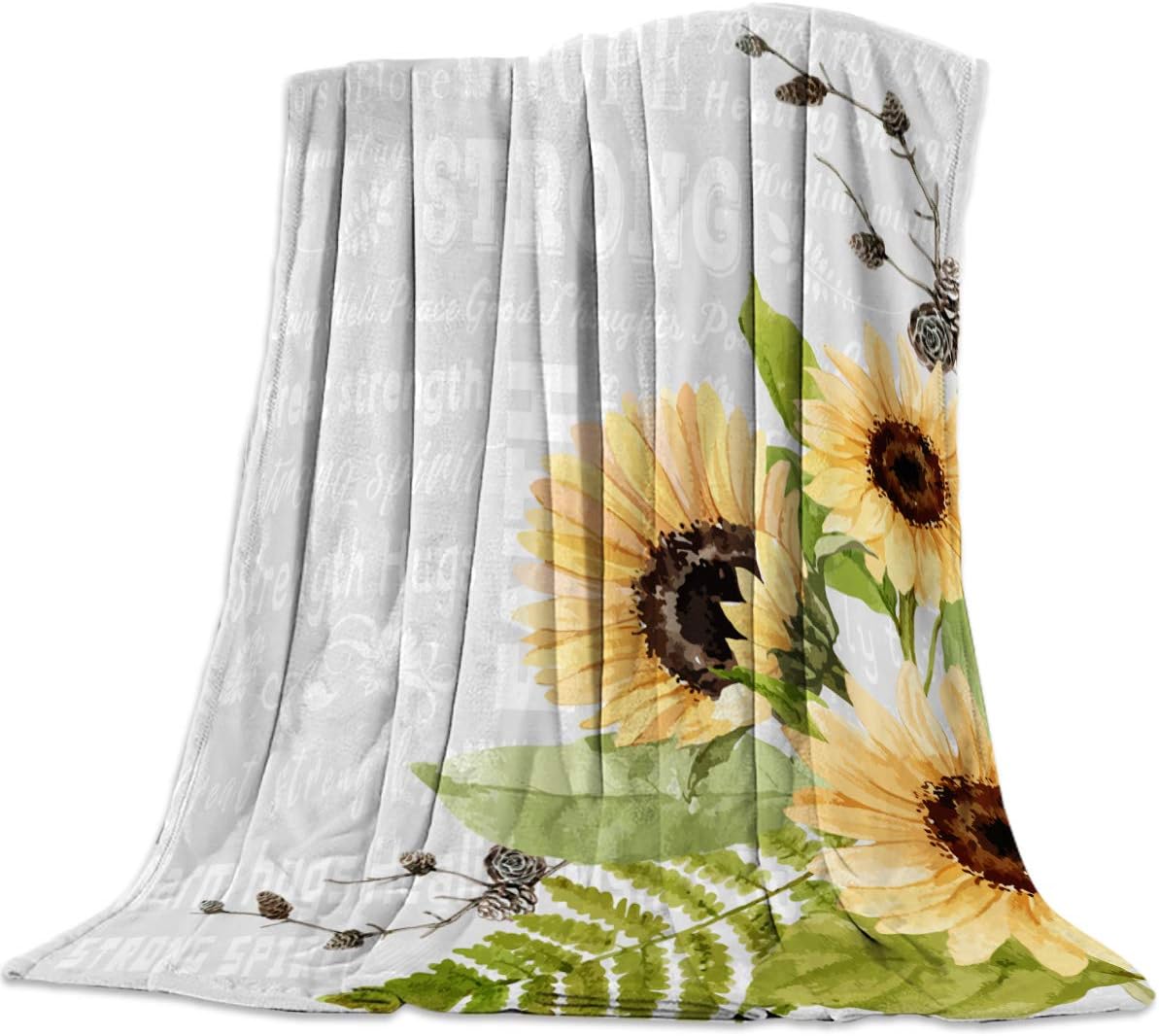 Fleece Blanket Throw Lightweight Super Soft Cozy Luxury Microfiber All Season Bed Blanket - Sunflowers (40 x 50 Inches)