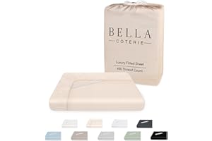 BC BELLA COTERIE Bella Coterie Luxury Bamboo King Size Fitted Sheet | 100% Organically Grown Bamboo Viscose | Ultra Soft | Cooling for Hot Sleepers | 18" Deep Pocket [Champagne]