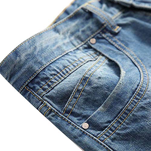 Classic Jeans Mens Casual Denim Pants Straight Ripped Hole Trousers Pants - Thumbnail 3