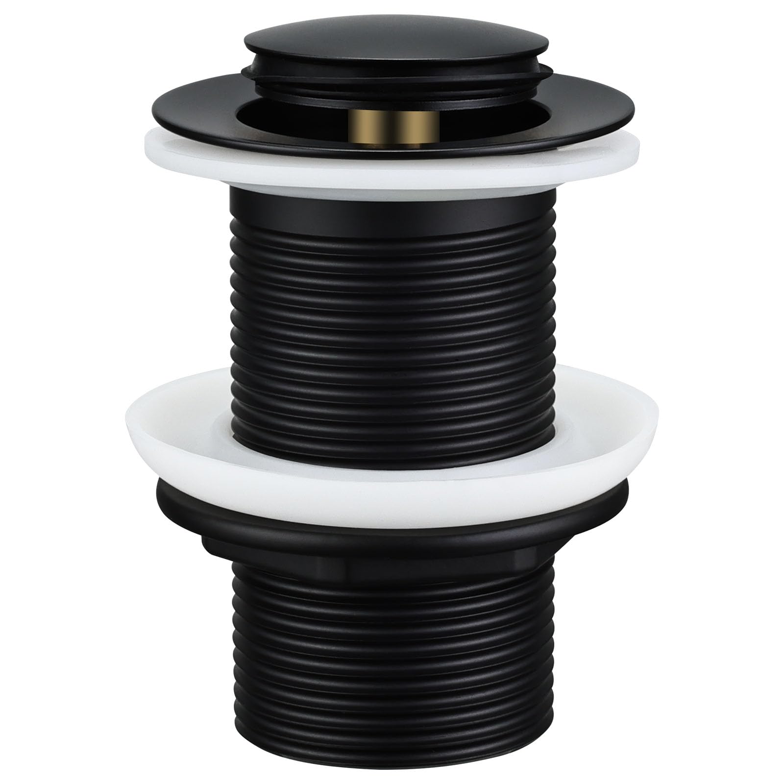 Peppermint Pop Up Sink Waste Unslotted, Black Click Clack Basin Waste Modern Bathroom Sink Plug Drain without Overflow for Bathroom Basins, Washbasins, Cloakroom Sinks