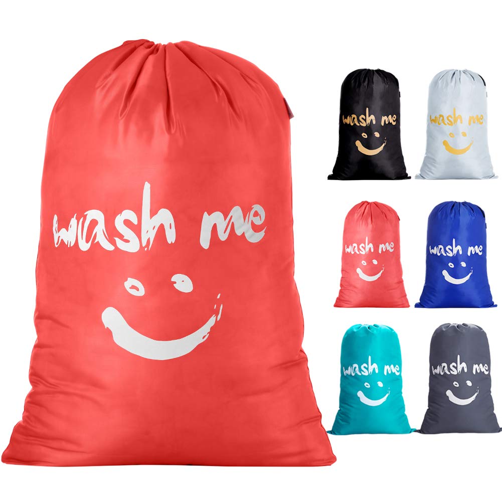 IHOMAGIC Laundry Bag Large Foldable Laundry Bag Washable Storage Bag with Nylon Rope Lightweight Portable Bag for Dirty Clothes Blanket 100L in Bedrooms, Hotels, Dorms, Travel, Orange