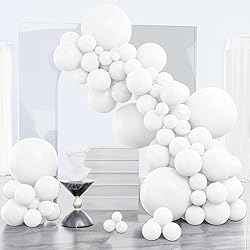 PartyWoo White Balloons 140 pcs Different Sizes