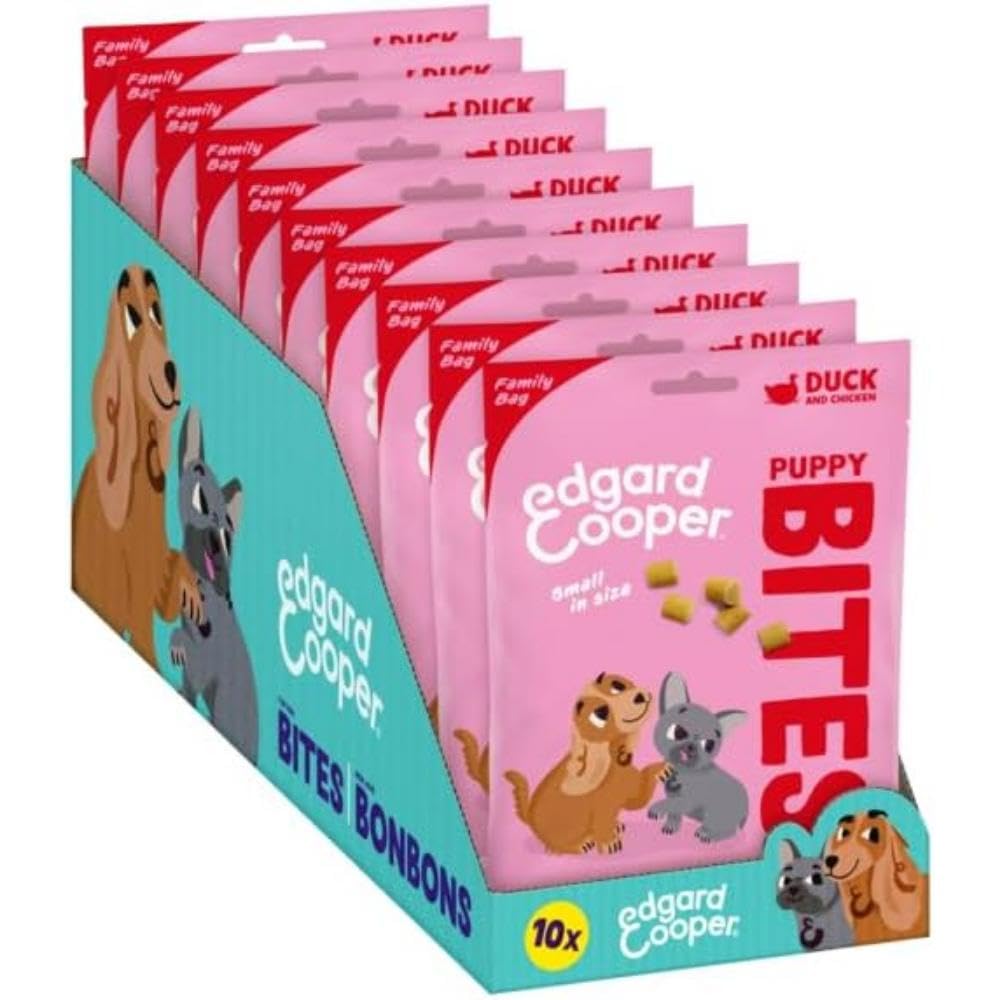 Edgard Cooper Puppy Treats, Duck annd Chicken Puppy Bites Small, 10 x 120g Family Pack, Grain Free, High in Protein fresh meat, full of essential amino acids for healthy insides