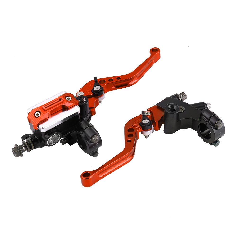 1 Pair Adjustable Break and Clutch Levers, 7/8" Universal Motorcycle Brake Clutch Master Cylinder Reservoir Levers for Motorbike(Red #2) Brakes/brake drums and accessories