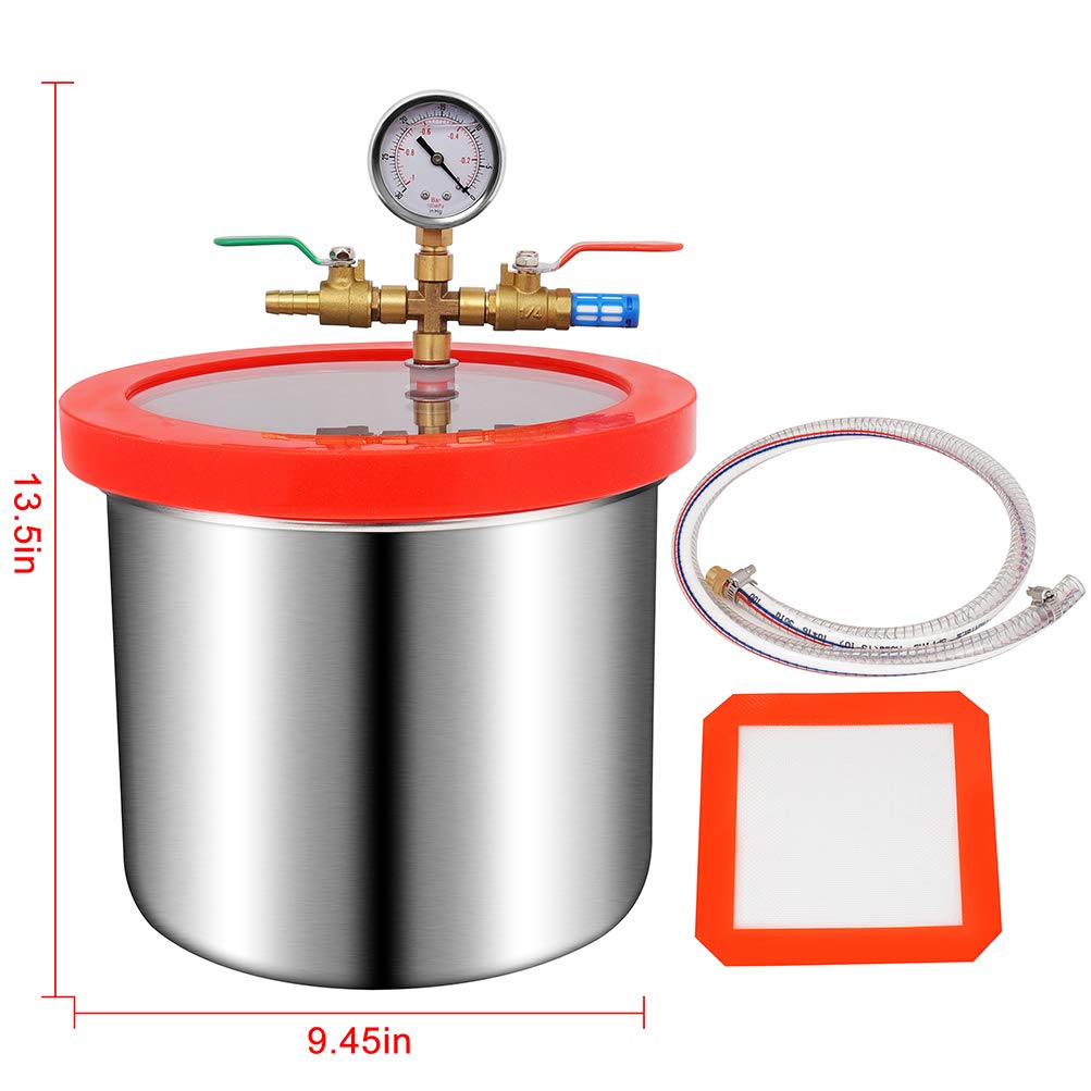 3 Gallons Stainless Steel Vacuum Chamber Kit Air Degassing Chamber Kit