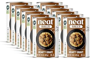 NEAT Vegan Meatballs Plant Based Protein - Loma Linda Meatless Italian Style Meatballs in Hearty Gravy, High Protein Meat Alternative, Vegetarian Ready-to-Eat Meal, Non-GMO, Shelf-Stable (12-Pack)